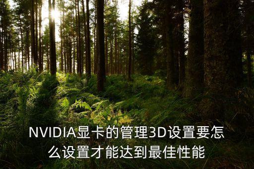 NVIDIA显卡的管理3D设置要怎么设置才能达到最佳性能