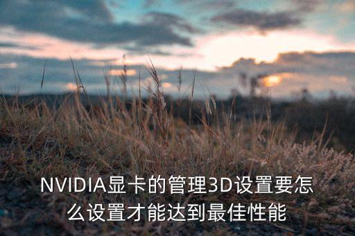 NVIDIA显卡的管理3D设置要怎么设置才能达到最佳性能