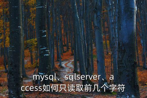 mysql、sqlserver、access如何只读取前几个字符