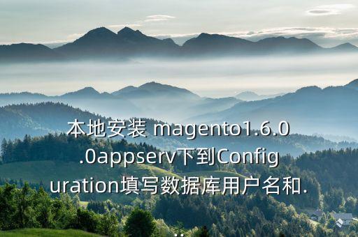 本地安装 magento1.6.0.0appserv下到Configuration填写数据库用户名和...