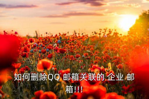 如何删除QQ 邮箱关联的 企业 邮箱!!!
