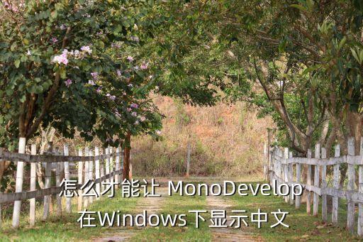 怎么才能让 MonoDevelop 在Windows下显示中文