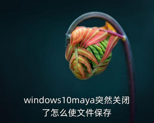 windows10maya突然关闭了怎么使文件保存