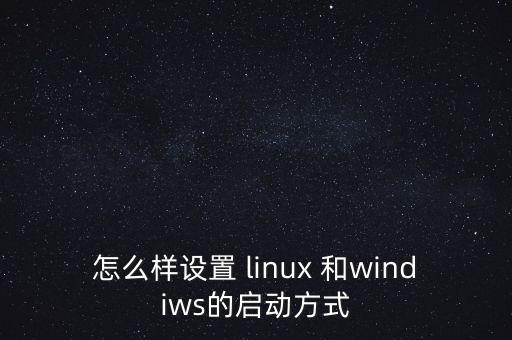 怎么样设置 linux 和windiws的启动方式